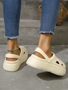 Women Hollow Out Vented Clogs, EVA Fashion Clogs - Beige - View 2