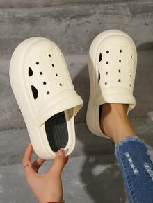 Women Hollow Out Vented Clogs, EVA Fashion Clogs - Beige - View 3