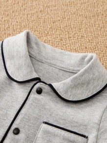 Yierying Pigiama neonato maschio con inserti a contrasto, tasche e patch