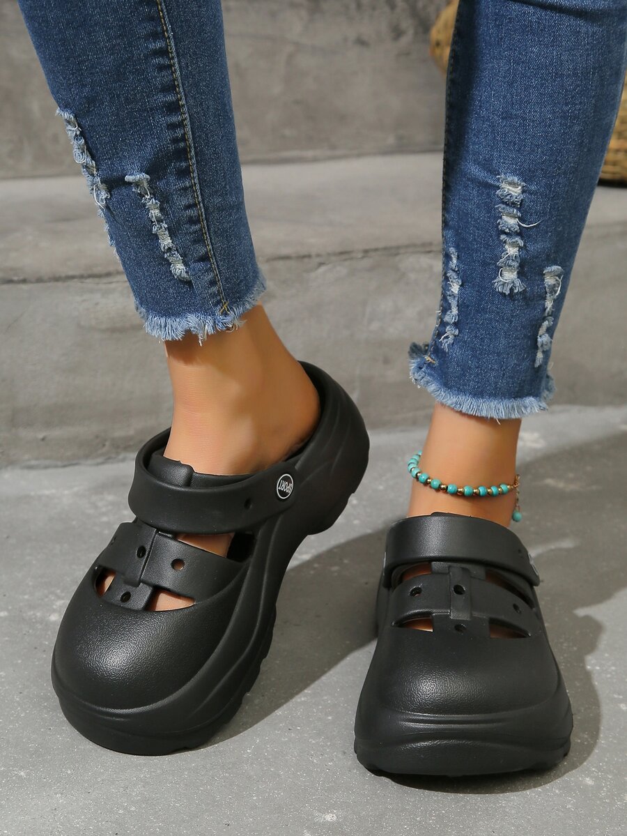 Women Hollow Out Vented Clogs, EVA Fashion Clogs - Black - View 1