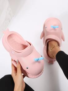 Women Cartoon Whales Design Vented Clogs, EVA Slingback Preppy Clogs - Pink - View 1