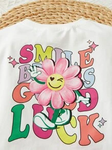 SHEIN Leap Crew Baby Slogan Graphic Tee & Shorts - Green - View 5