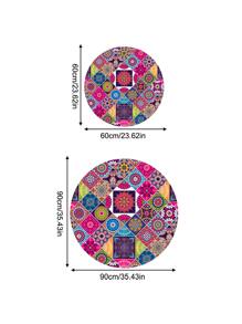 1 Tấm Thảm Hoa Văn Mandala, Thảm Trải Sàn Tròn Boho Polyester Cho Gia Đình - Nhiều màu - Xem 2