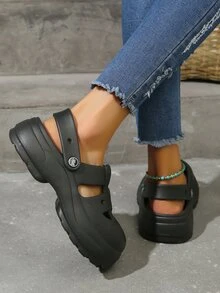 Women Hollow Out Vented Clogs, EVA Fashion Clogs - Black - View 2