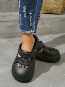 Women Hollow Out Vented Clogs, EVA Fashion Clogs - Black - View 3