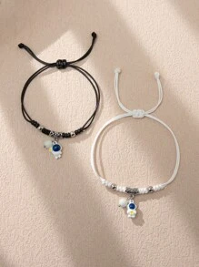 ATLVXJL 2入組情侶夜光宇航員吊墜手環 - 彩色 - 查看 2