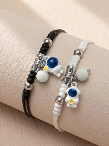 ATLVXJL 2入組情侶夜光宇航員吊墜手環 - 彩色 - 查看 5