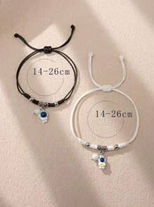 ATLVXJL 2入組情侶夜光宇航員吊墜手環 - 彩色 - 查看 6