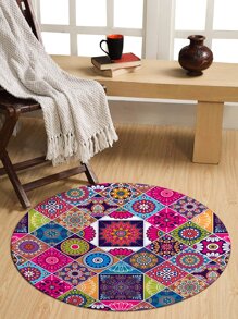 1 Tấm Thảm Hoa Văn Mandala, Thảm Trải Sàn Tròn Boho Polyester Cho Gia Đình - Nhiều màu - Xem 4