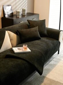 1 Đồng Màu Ghế Sofa Đệm, Hiện Đại Ghế Sofa Chống Trơn Trượt Đệm Cho Hộ Gia Đình, Tất Cả Các Mùa - màu đen - Xem 5
