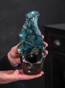 1入組陶瓷製品支架和20入組棒和1入組荷葉設計香爐套裝 - 藍色 - 查看 4