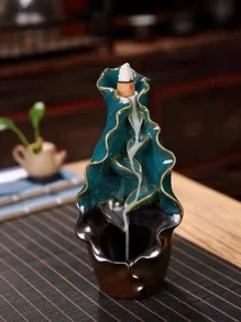 1入組陶瓷製品支架和20入組棒和1入組荷葉設計香爐套裝 - 藍色 - 查看 6