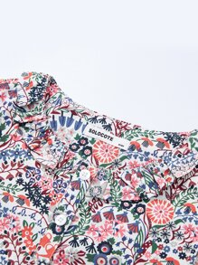 Chicas Vestido con estampado floral ribete con fruncido - Multicolor - Ver 8