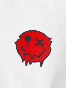 Manfinity VCAY 男士卡通臉圖案T恤和腰部抽繩短褲 - 紅色 - 查看 5