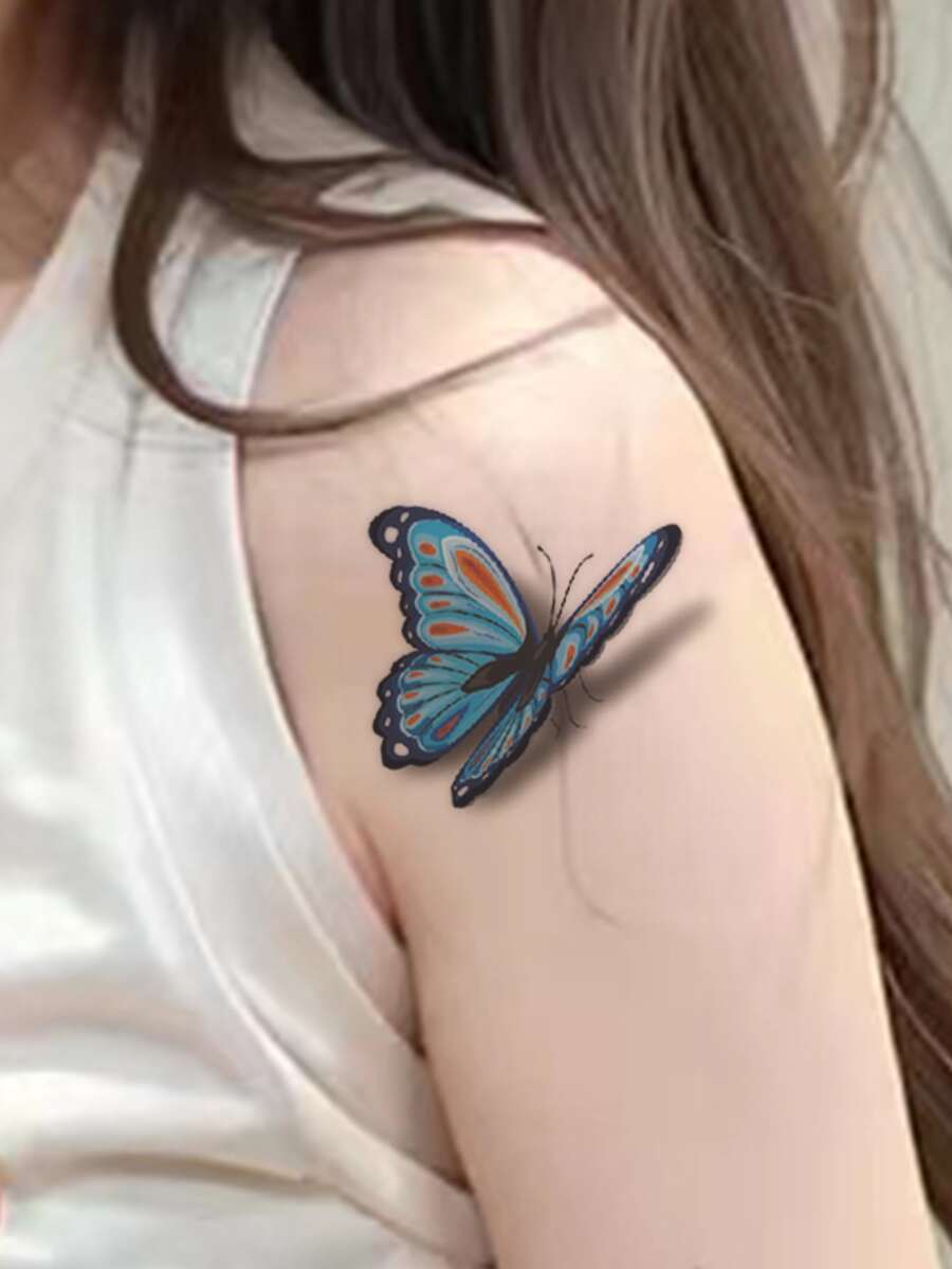 1sheet Butterfly Pattern Tattoo Sticker - Multicolor - View 1