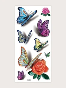 1sheet Butterfly Pattern Tattoo Sticker - Multicolor - View 2