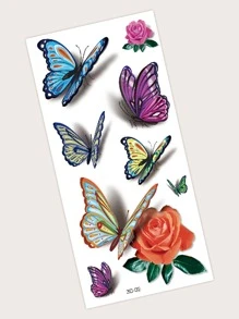1sheet Butterfly Pattern Tattoo Sticker - Multicolor - View 4