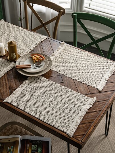 1pc Tassel Decor Woven Tassel Decor Placemat