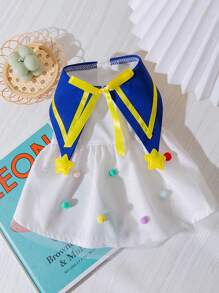 1入組星形裝飾寵物連衣裙適用於狗狗和貓適合夏天 - 白色 - 查看 8