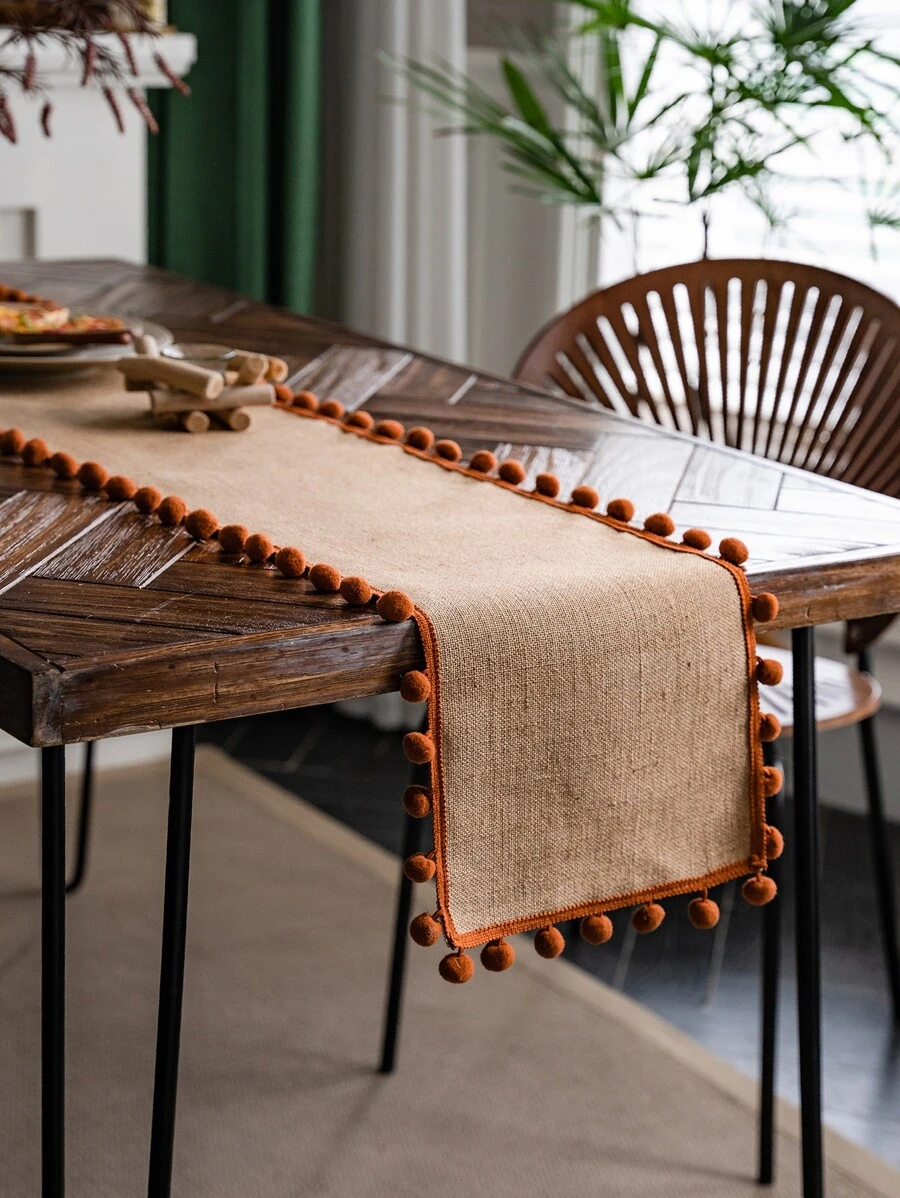 1 pezzo Runner da tavolo da cucina decorato pompon tavolo moderno tessuto per tavolo da pranzo da cucina