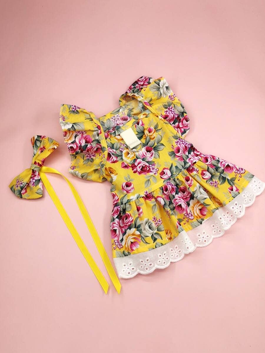 1pc Fashionable Cute Floral Pet Dress For Dogs And Cats - Multicolor - View 1