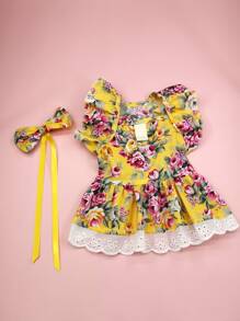 1pc Fashionable Cute Floral Pet Dress For Dogs And Cats - Multicolor - View 5