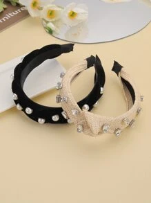 2 cái Rhinestone Trang trí chi tiết bện Headband - Nhiều màu - Xem 2