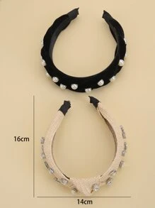 2 cái Rhinestone Trang trí chi tiết bện Headband - Nhiều màu - Xem 3