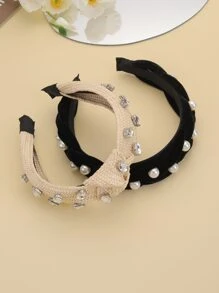 2 cái Rhinestone Trang trí chi tiết bện Headband - Nhiều màu - Xem 4