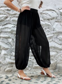 Mulvari Plus Solid Split Side Carrot Trousers - Black - View 5