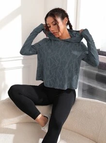 Easithlete 几何印花连帽郁金香后背运动卫衣 秋季连帽卫衣