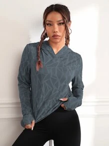 Easithlete 几何印花连帽郁金香后背运动卫衣 秋季连帽卫衣