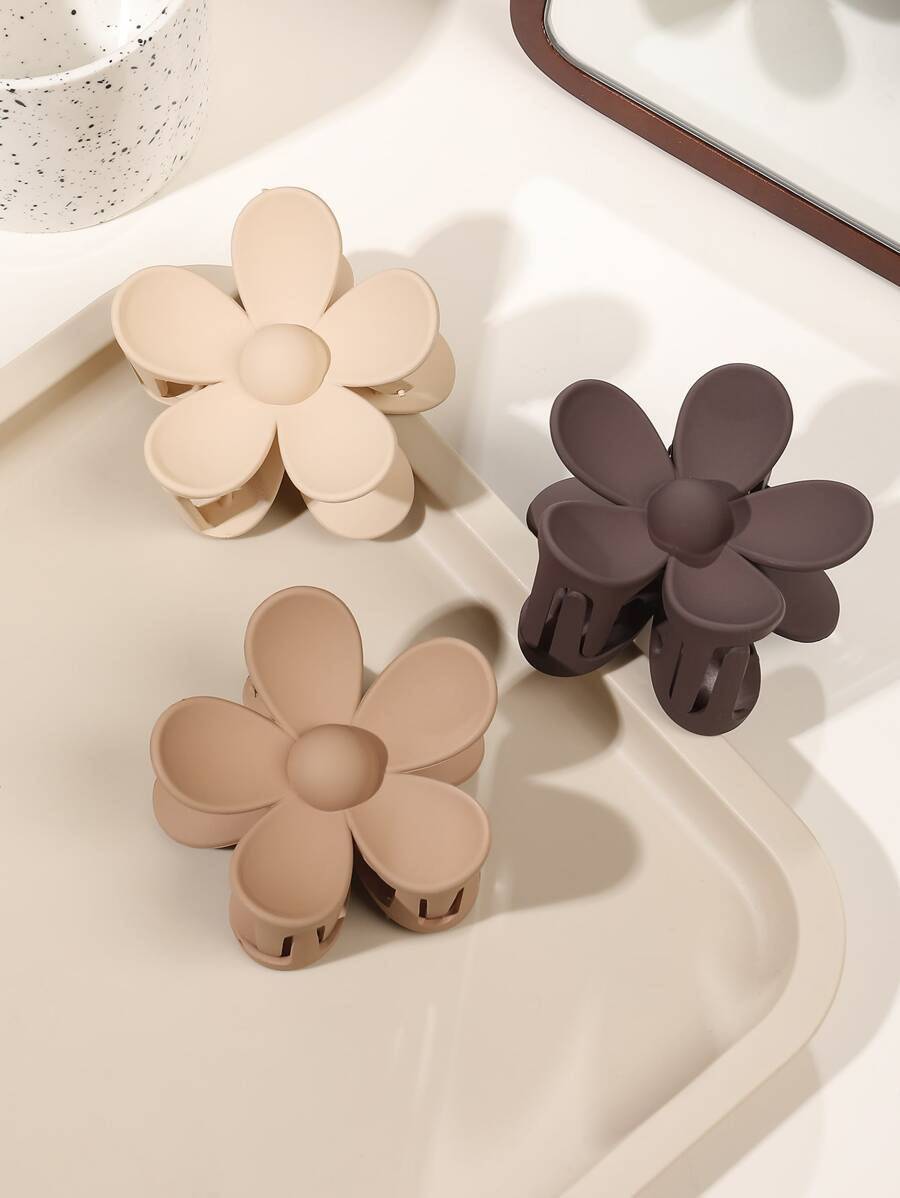 3pcs Flower Design Hair Claw Cute Casual Claw Clips Hair Clips Hair Jaw Clip Hair Clamps Hair Clutch Hair Catcher Clip, School Stuff, College - Multicolor - View 1