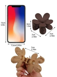 3pcs Flower Design Hair Claw Cute Casual Claw Clips Hair Clips Hair Jaw Clip Hair Clamps Hair Clutch Hair Catcher Clip, School Stuff, College - Multicolor - View 3