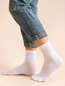 Hombres 5 pares Calcetines de tripulación unicolor - Blanco - Ver 5