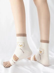 2雙卡通圖案五趾襪 - 彩色 - 查看 2