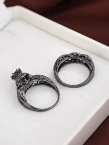 2 nhẫn tạo điểm nhấn bằng đá khối zirconia - Màu tím - Xem 3