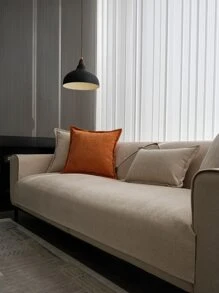 1入組素色沙發巾家居簡約滌綸沙發套毯子四季皆宜 - 米色 - 查看 1