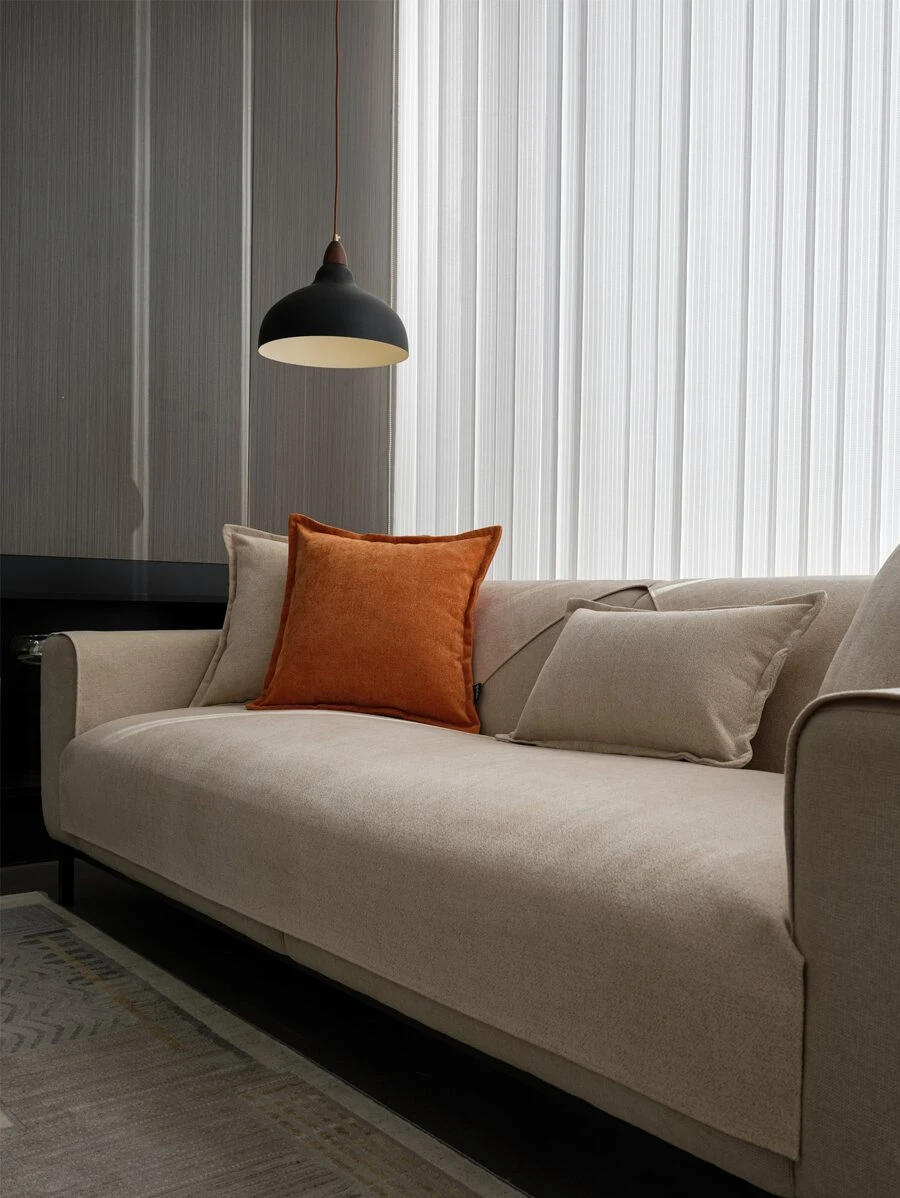 1入組素色沙發巾家居簡約滌綸沙發套毯子四季皆宜 - 米色 - 查看 1