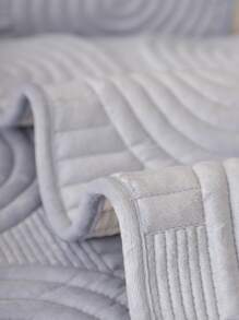 1pc Geometric Jacquard Sofa Towel - Grey - View 3