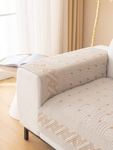 1入組幾何刺繡沙發巾現代滌綸沙發套毛毯適合家用 - 卡其色 - 查看 4