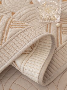 1入組幾何刺繡沙發巾現代滌綸沙發套毛毯適合家用 - 卡其色 - 查看 5