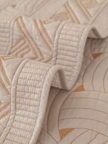 1入組幾何刺繡沙發巾現代滌綸沙發套毛毯適合家用 - 卡其色 - 查看 6