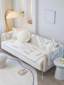 1 件白色花卉刺繡沙發墊 - 白色 - 查看 1