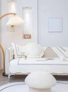 1 件白色花卉刺繡沙發墊 - 白色 - 查看 4