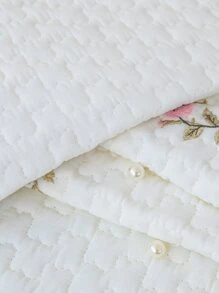 1 件白色花卉刺繡沙發墊 - 白色 - 查看 6