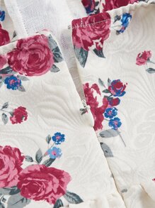 SHEIN MOD Floral Print Off Shoulder Lace Up Front Dress - Multicolor - View 7