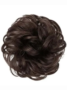 Short Curly Synthetic Hair Bun With Claw - Brown - View 5
