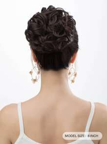 Short Curly Synthetic Hair Bun With Claw - Brown - View 6