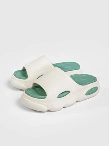 Fashionable Indoor Slides For Women, Cut Out Design Single Band EVA Slippers - White - View 2